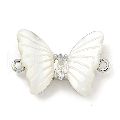 Brass Pave Clear Cubic Zirconia Butterfly Connector Charms KK-Q820-38P-1