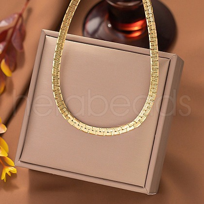 4.5MM 304 Stainless Steel Flat Snake Chain Necklaces for Women Men NJEW-Q028-04G-1