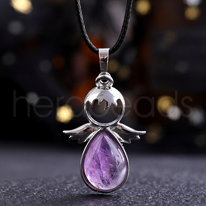 Angel Wings Crystal Teardropt Pendant Necklaces CI6428-6-1