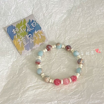Porcelain Round Beads Stretch Bracelets for Women WG648B1-05-1