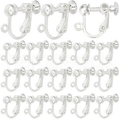 SUNNYCLUE 40Pcs Brass Screw Clip Earring Converter KK-SC0004-68S-1
