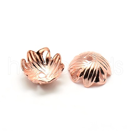 Brass Flower Bead Caps KK-O043-01RG-1