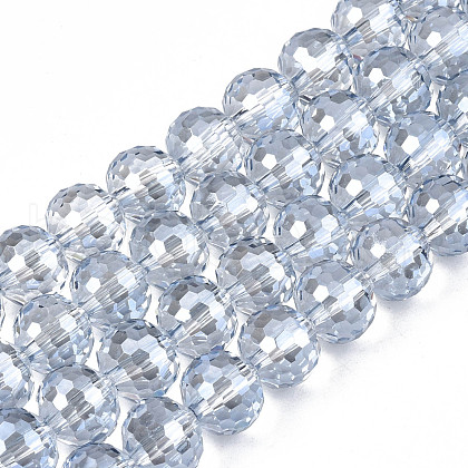 Electroplate Transparent Glass Beads Strands EGLA-N002-31-F01-1