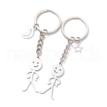 2Pcs 304 Stainless Steel  Keychains KEYC-JKC01163-1
