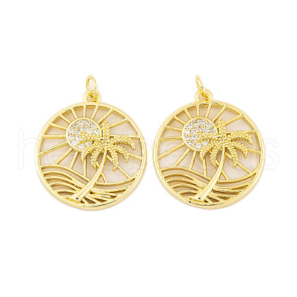 Rack Plating Brass Micro Pave Cubic Zirconia Pendants KK-P269-05G-1