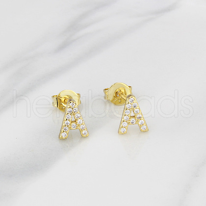 Brass Clear Cubic Zirconia Stud Earrings WGC2A80-01-1