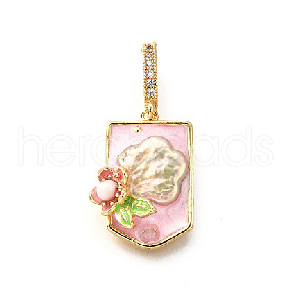 Brass Micro Pave Cubic Zirconia & Enamel Pendants KK-R222-16G-03-1