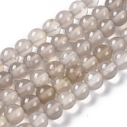 Natural Gray Agate Bead Strands G-R193-12-4mm-1