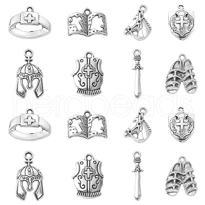 80Pcs 8 Styles Tibetan Style Alloy Pendants TIBEP-CJ0003-32-1