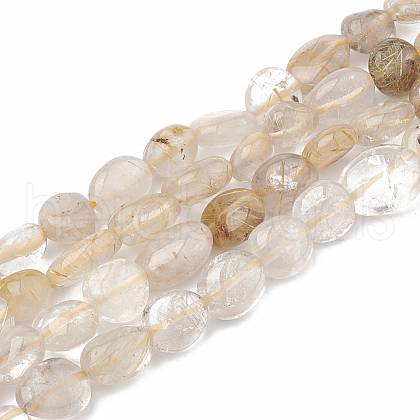 Natural Gold Rutilated Quartz Beads Strands G-S331-8x10-020-1