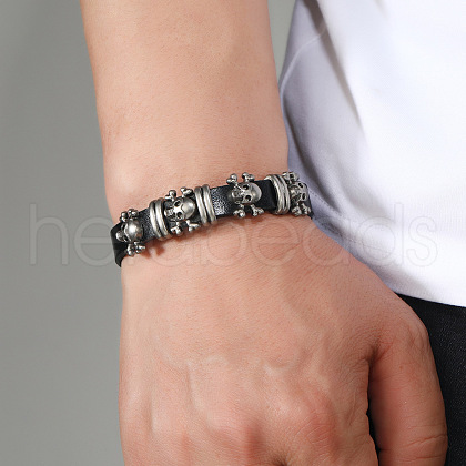 Alloy Skull Rivets Bracelet BJEW-C037-04A-1