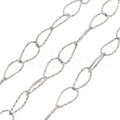 Tarnish Resistant Handmade 304 Stainless Steel Textured Teardrop Link Chains CHS-G025-01P-1
