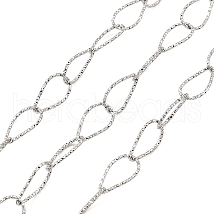 Handmade 304 Stainless Steel Textured Teardrop Link Chains CHS-G025-01P-1