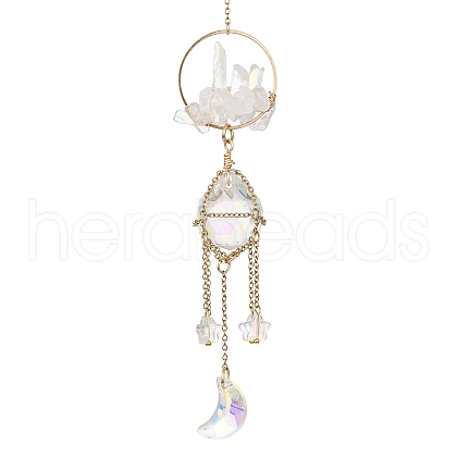 Stainless Steel Cable Chains Pouch Teardrop Pendant Decorations HJEW-JM01578-1