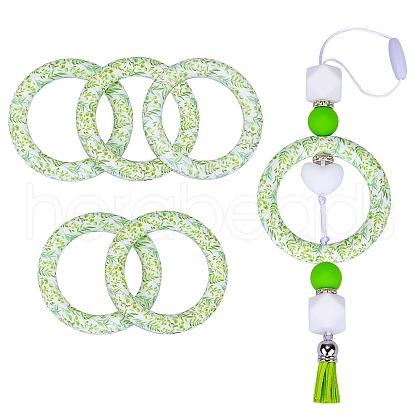 5Pcs Ring Food Grade Eco-Friendly Silicone Focal Beads JX894N-1