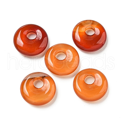 Natural Red Agate Donut/Pi Disc Charms X-G-G142-02P-1