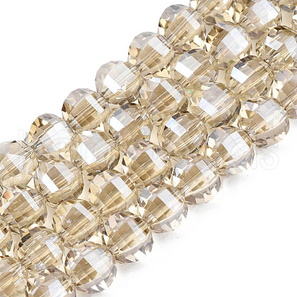 Electroplate Transparent Glass Beads Strands EGLA-N002-30-F03-1