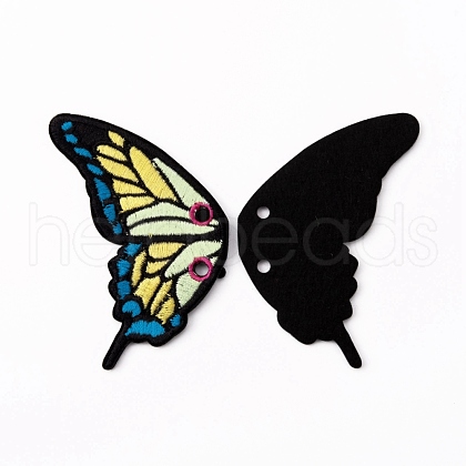 Computerized Embroidery Cloth Butterfly Wing Shoe Lace Charm Decoration(Left) AJEW-WH0277-37B-02-1