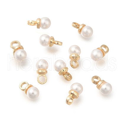 Brass ABS Imitation Pearl Pendants KK-B121-01LG-1