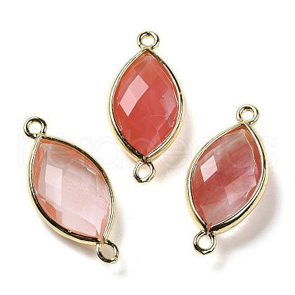 Cherry Quartz Glass Faceted Connector Charms G-K347-03G-06-1