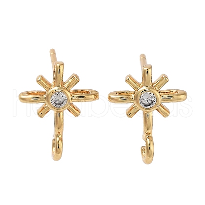 Brass Micro Pave Cubic Zirconia Studs Finding KK-K364-06G-1