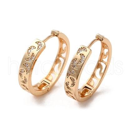 Brass Micro Pave Cubic Zirconia Hoop Earrings EJEW-C073-12KCG-1