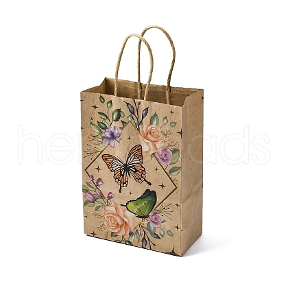 Flower Butterfly Pattern Kraft Paper Bags CARB-F012-03C-1