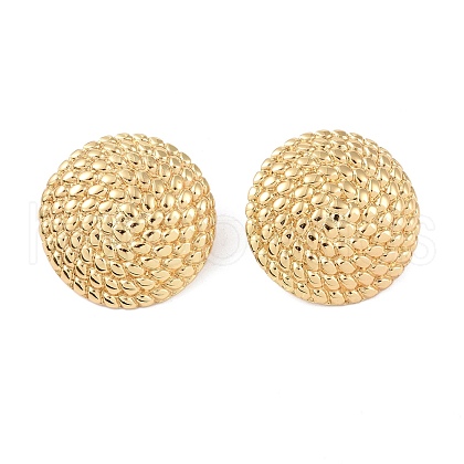 Texture Flat Round 304 Stainless Steel Stud Earrings for Women EJEW-K278-24G-1