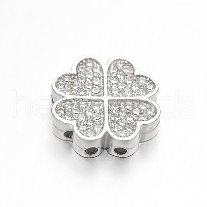 Rack Plating Brass Micro Pave Cubic Zirconia Clover Pendants ZIRC-I012-27P-RS-1