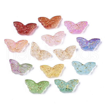 Transparent Spray Painted Glass Beads GLAA-R215-05-E-1