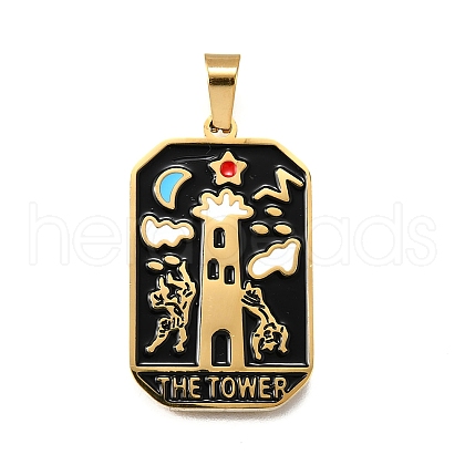 Tarot 304 Stainless Steel Enamel Pendants STAS-M119-09V-G-1