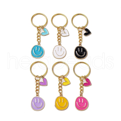 6Pcs Alloy Enamel Charms Keychain KEYC-JKC00890-S-1