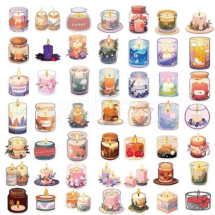 PVC Self-Adhesive Cartoon Candle Stickers STIC-PW0020-12-1