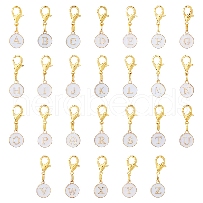 52Pcs 26 Styles Alloy Enamel Pendant Decorations HJEW-FH00003-1