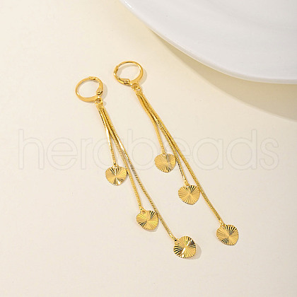 Fashionable Geometric Brass Earrings with Tassel Studs WN4550-2-1
