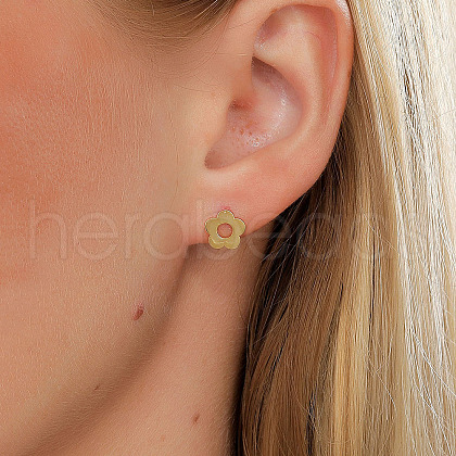 Stainless Steel Flower Stud Earrings DW6550-1