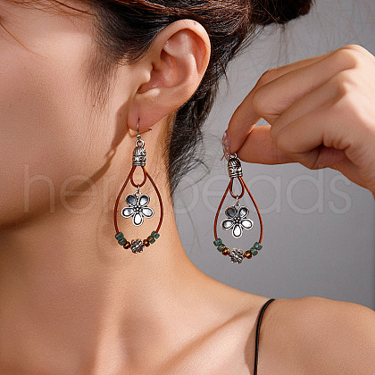 Alloy Synthetic Turquoise Dangle Earrings FS-WG12E90-11-1