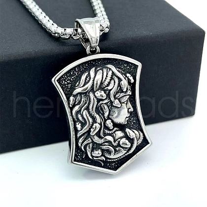 Mythical Greek Stainless Steel Medusa Gothic Pendant Necklaces for Men and Women Fashion Jewelry KQ4784-1