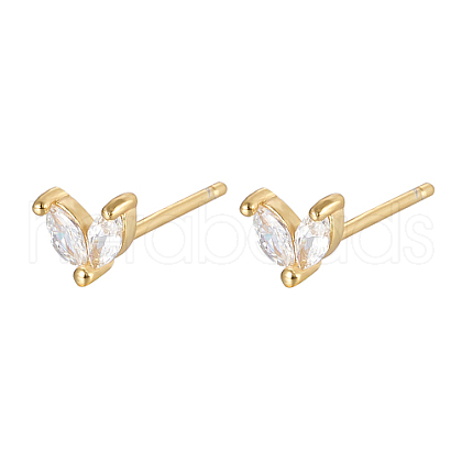 Golden 925 Sterling Silver Micro Pave Cubic Zirconia Stud Earrings FJ9969-3-1