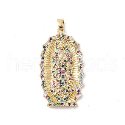 Brass Cubic Zirconia Pendants KK-Z050-33G-1