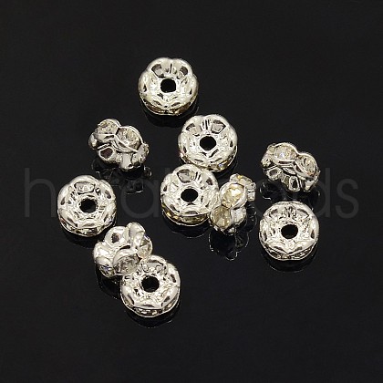 Brass Rhinestone Spacer Beads X-RB-A014-L6mm-01S-NF-1