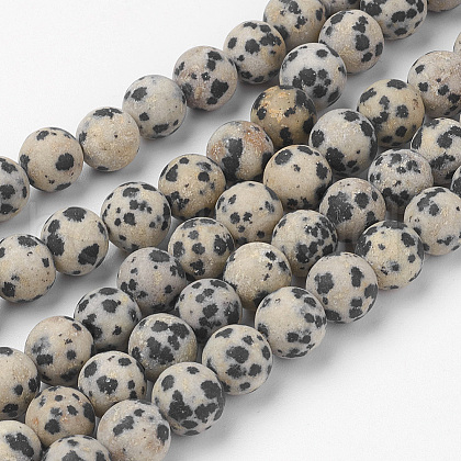 Natural Dalmatian Jasper Bead Strands G-G735-68F-8mm-1