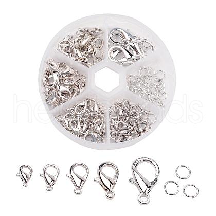 1 Box Zinc Alloy Lobster Claw Clasps and Iron Jump Rings Jewelry Findings PALLOY-X0004-B-1