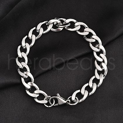 Non-Tarnish 304 Stainless Steel Curb Chain Bracelet for Men Women BJEW-G669-23P-1