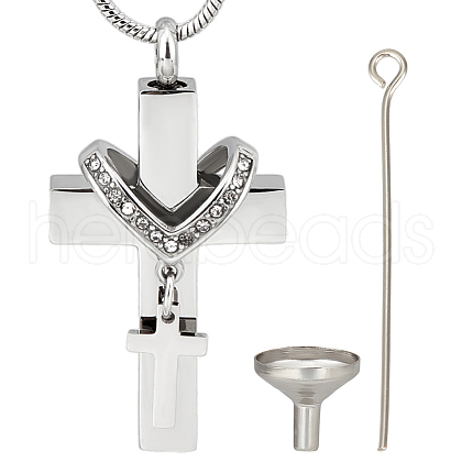 CREATCABIN Stainless Steel Urn Ashes Necklace NJEW-CN0001-06P-1