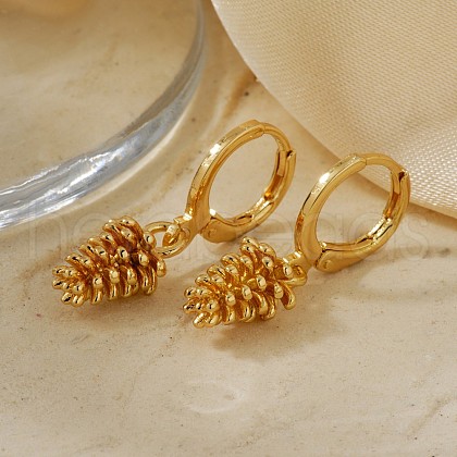 Chic Vintage Geometric Pinecone Brass Hoop Earrings AZ5781-3-1