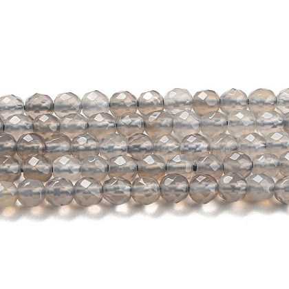 Natural Grey Agate Beads Strands G-Q004-B01-01-1