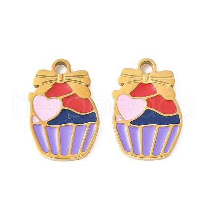 304 Stainless Steel Enamel Charms STAS-R168-01A-G-1
