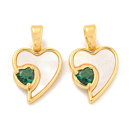 Brass Micro Pave Cubic Zirconia Pendants KK-P275-15G-1