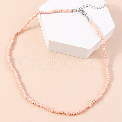 Rondelle Glass Seed Beaded Necklaces for Women FS-WGE85A7-08-1